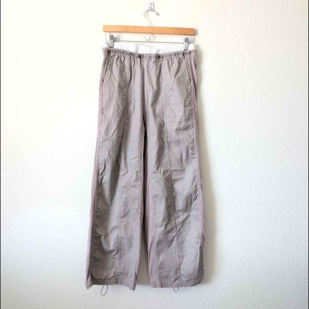 Daily Practice Anthropologie Taupe Parachute Pants Wide Leg Lounge Casual Small - Picture 2 of 11